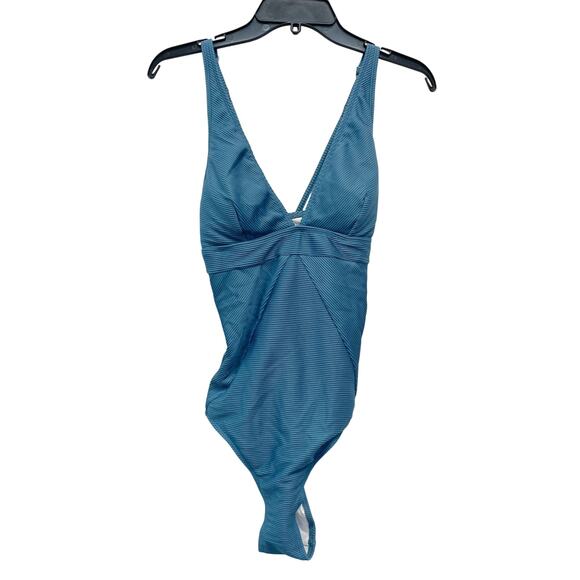 Cupshe Women's Blue Brazilian Obsession V-Neck Paneled One Piece Swimsuit Large - Picture 1 of 7
